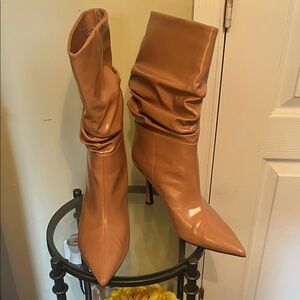 Jeffrey Campbell Guillo Tan Leather Slouchy Women's Stiletto Boots